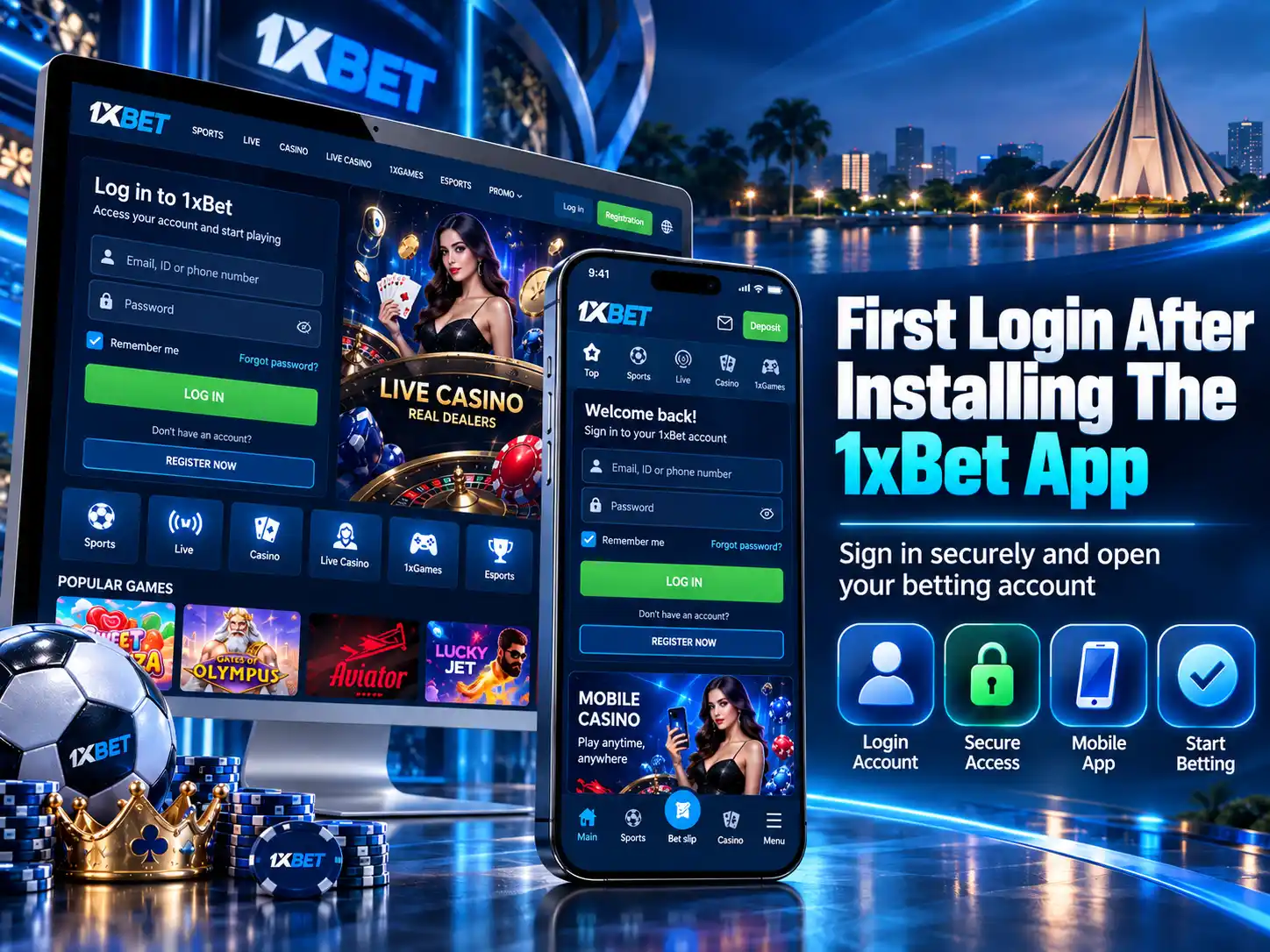 First Login After Installing The 1xBet App